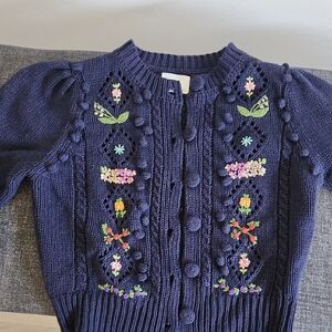 Doen Navy Blue Embroidered Cardigan